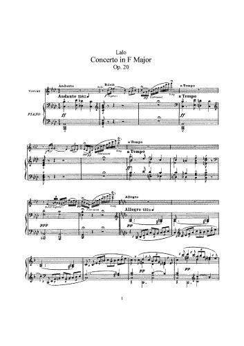 Lalo - Violin Concerto - For Violin and Piano