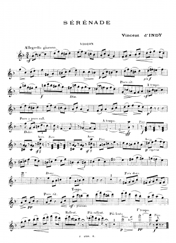 Indy - Sérénade for Violin and Piano, Op. 28 - Score