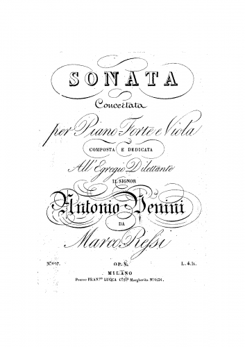 Ressi - Sonata Concertata, Op. 5 - Piano Score, Viola Part