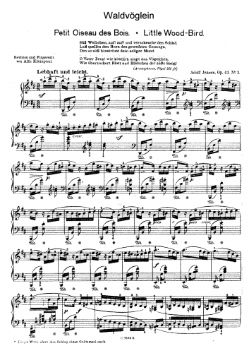 Jensen - Idyllen - Piano Score - No. 3 - Waldvöglein (Little Wood-Bird)