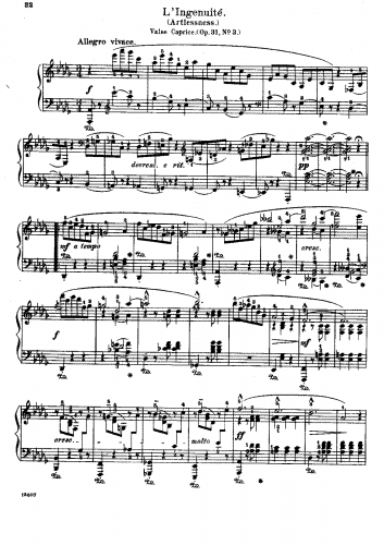 Jensen - Valse-Caprices - Piano Score - No. 3 - L'Ingenuité (Artlessness)