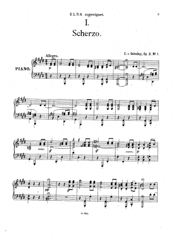 Dohnányi - Vier Klavierstücke, Op. 2 - Piano Score - Score