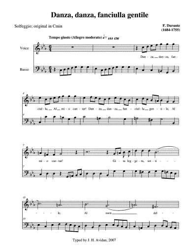 Durante - Danza fanciulla gentile - Original score in Cmin, PDF