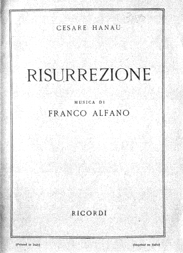 Alfano - Risurrezione - Librettos - Complete libretto