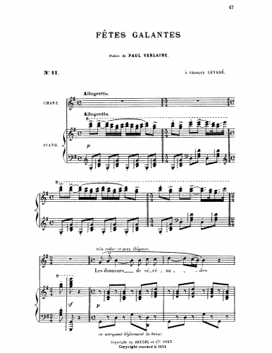 Hahn - Fetes galantes - Score