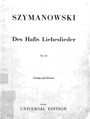 Szymanowski - Love Songs of Hafiz - Score