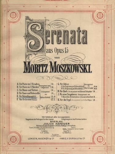 Moszkowski - 6 Piano Pieces - No. 1: Serenade For String Quartet (Rehfeld)
