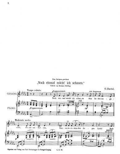 Bartel - Noch einmal möcht' ich schauen - Score