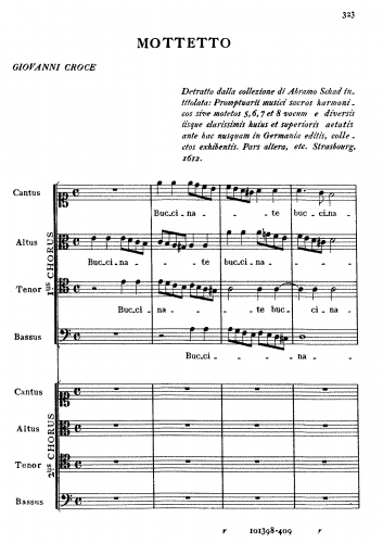 Croce - Buccinate in Neomenia tuba - Score