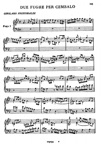 Frescobaldi - 2 Fughe per Cembalo - Score