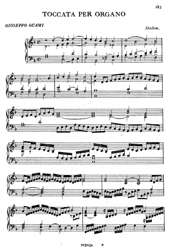 Guami - Toccata per Organo - Score