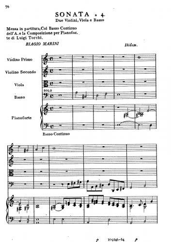 Marini - Sonata a 4 - Score
