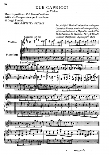 Vitali - 2 Capricci per Violino - Score