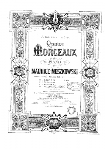 Moszkowski - 4 Piano Pieces - Piano Score - Score