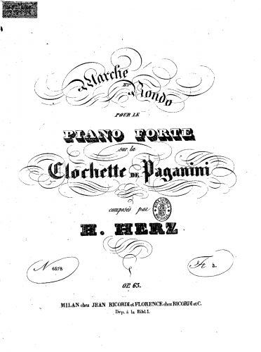 Herz - March and Rondo on Paganini's 'Clochette', Op. 63 - Score
