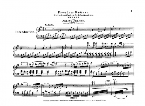 Strauss Sr. - Freuden-Grüsse - For Piano solo (Composer) - Score