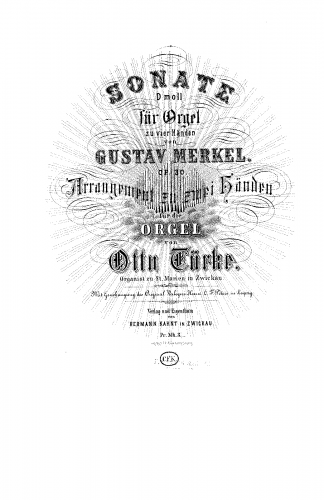 Merkel - Organ Sonata No. 1, Op. 30 - For Organ solo (Türke) - Score