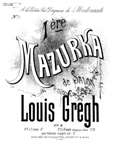 Gregh - Première mazurka de salon - Score