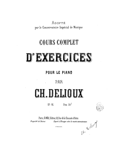 Delioux - Cours complet d'exercices pour le piano - Complete Method