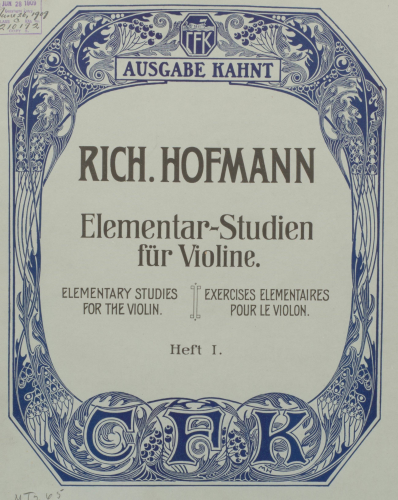 Hofmann - Elementary Studies for the Violin - Incomplete score