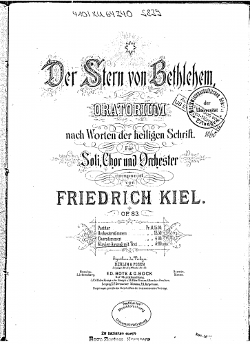 Kiel - Der Stern von Bethlehem - Vocal Score - Score