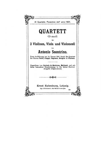Scontrino - String Quartet in G minor - Score