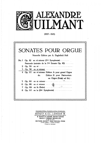 Guilmant - Organ Sonata No. 3 - For Harmonium (Composer) - Score