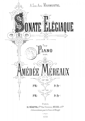 Méreaux - Sonate élégiaque, Op. 99 - Score