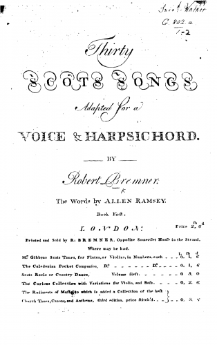 Folk Songs - Scots Songs for Voice and Harpsichord
