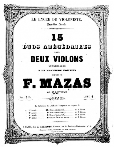 Mazas - 39 Violin Duos, Op. 85