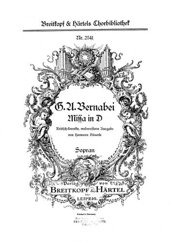 Bernabei - Missa in D - Scores and Parts