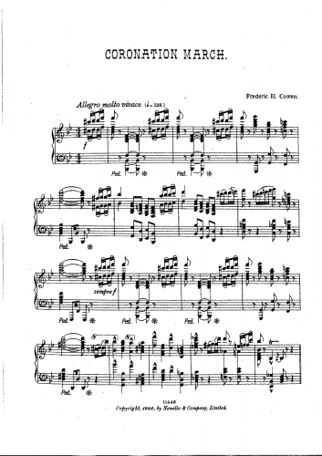 Cowen - Coronation March - For Piano solo (Composer) - Score