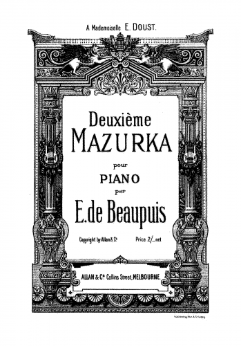 Beaupuis - Deuxieme Mazurka - Score