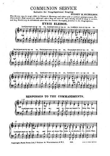 Nicholson - Communion Service - Score