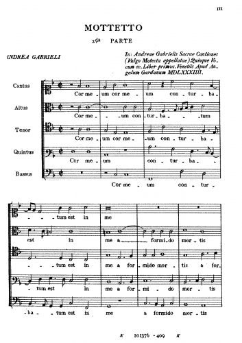 Gabrieli - Cor meum conturbatum est in me - Full Score