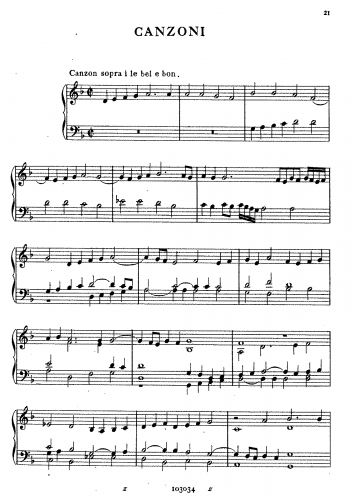 Cavazzoni - Canzoni - Score
