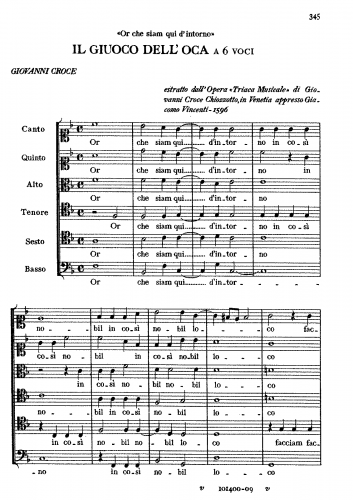 Croce - Triaca musicale - Excerpts - Canzonetta "Il Giuoco dell'oca"