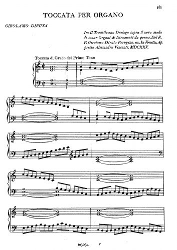 Diruta - Toccata per Organo - Score