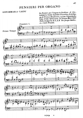 Casini - Pensieri per Organo - Score