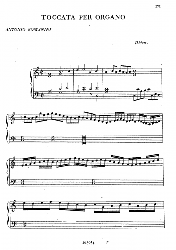 Romanini - Toccata per Organo - Score