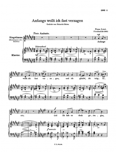 Liszt - Anfangs wollt' ich fast verzagen - Score