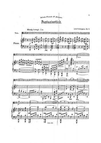 Schuppan - Fantasiestück, Op. 4 - Piano Score, Viola Part