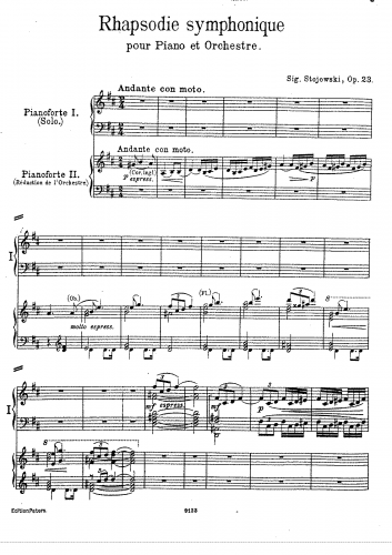 Stojowski - Rhapsodie symphonique for piano and orchestra, op. 23 - Two-piano score, complete