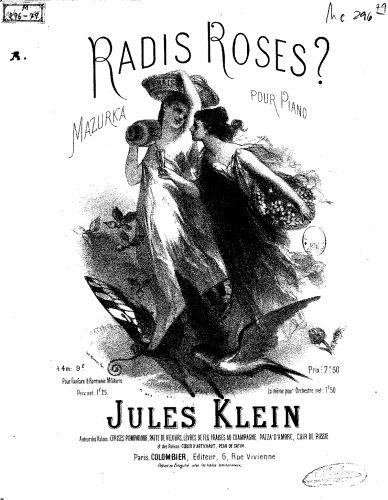 Klein - Radis roses? - Piano Score - Score