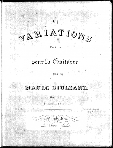 Giuliani - 6 Variations, Op. 32 - Score