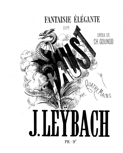 Leybach - Fantasia Elegante 'Fausto' - For Piano 4 hands - Score
