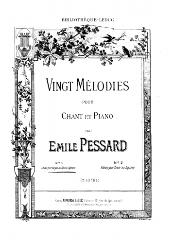 Pessard - Vingt mélodies - Score
