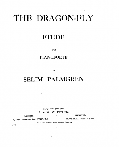 Palmgren - 7 Piano Pieces - Piano Score The Dragon-Fly (No. 3) - Score