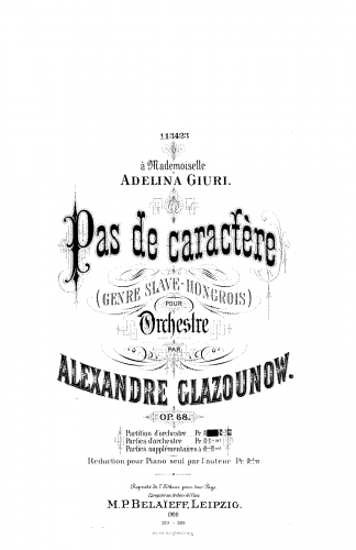 Glazunov - Pas de Caractere, Op. 68 - Score