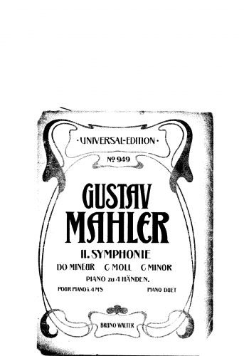 Mahler - Symphony No. 2 - For Piano 4 Hands (Walter) - Score
